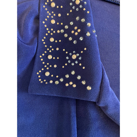 DRAPER'S & DAMON'S Size PL Blue Open Jacket Slinky Knit Travel Embellished - Picture 6 of 9